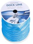 Amarine Made Double Braided Nylon Dock Lines 9500 lbs Breaking Strength (L:50 ft. D:3/4 inch Eyelet:12 inch) Marine Mooring Rope Boat Dock Lines Working Load Limit:1900 lbs (Blue)