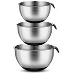 Velaze Stainless Steel Mixing Bowl, Salad Bowl Set, Set of 3 / Set of 5 Serving Bowl, Sieve Set of 3, Stainless Steel