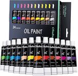 Ohuhu Oil Paints for Artists, 24 Colours x 12ml Tubes Oil Paint Set - Rich Pigment & Non-Toxic, Creamy Texture on Paper Canvas Wood Ceramic Fabric, Ideal for Wall Art, Landscape & Portrait Painting