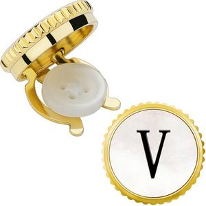 Tuxedo Button Covers for Mens Dress Shirts, Initial Tux Button Cover Cufflinks Personality Mother of Pearl Cuff Links on Birthday Wedding Bussiness