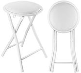 Nyxi Round Compact Folding Stool Chair for Home Office (1 X Stool, White)