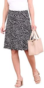 Popana Womens Casual Knee Length A-Line Stretch Midi Skirt Plus Size Made in USA Size 3X DT22 Polka Dot