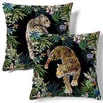 HMS Happy Memories Contrast Cheetah Leopard Printed Throw Velvet Pillow Covers Decorative Pillowcase Soft Cushion Covers for Bedroom Livingroom Sofa Dorm Farmhouse 18 x 18 Inch 2 PCS (Tape 2)