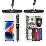 MoKo Waterproof Phone Pouch 2Pack, 9.5 inches IPX8 Waterproof Phone Case Bag Dry Bag Compatible with iPhone 14 13 12 11 Pro Max X/Xr/Xs, SE 3/2, Galaxy S22/S21, Note 10/9/8, Black+Black