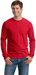 GILDAN Cotton Long Sleeve Tee Shirt, Color: Red, Size: Medium