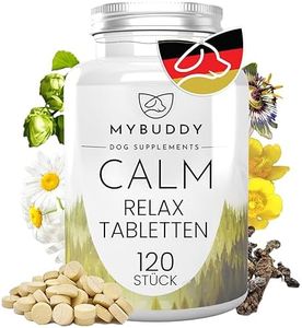 MYBUDDY Calm Relaxtabletten Hund Beruhigung mit Baldrian Hopfen Johanniskraut Kamille für alle Rassen Nahrungsergänzungsmittel für Hunde Made in Germany (Calm Relaxtabletten, 120 Tabletten)