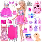 11.5 Inch Doll Clothes and Accessories 35 Pack Doll Accessories Travel Luggage Suitcase Set with Puppy Fit for 11.5 inch Girl Dolls (No Doll)