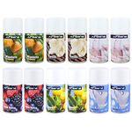 AIRSENZ Air Freshener 12x 270ml Automatic Dispenser Aerosol Spray Refill Cans - 2 Packs of 6 Mixed Fragrances