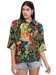 Ravaiyaa - Attitude is everything Oversized, Shirt for Women, Printed Shirt, Loose Fit, Relaxed Fit, Wide Fit 100% Cotton Spread Collar Neck Printed Shirt for Womens (Multicolor)