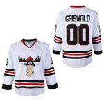 Clark #00 Griswold Men's Movie Hockey Jersey X-Mas Christmas Vacation White Stitched S-4XL, White, XL