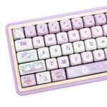 COOMICKEY Cute Purple PBT Keycaps 132 Keys Custom Keycaps MOA Profile Dye-Sublimation Keycaps，Kitty-cat Animes Keycaps Set for Cherry Gateron MX Swithes Mechanical Keyboards