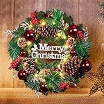 Peyton Christmas Wreath, Outdoor Lighted Christmas Wreath for Front Door, Christmas Wreath for Holiday Christmas Party Decorations