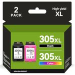 305XL Ink Cartridges Black and Colour Replacement for HP 305 Ink Cartridge, Printer Ink 305 for hp envy 6032e ink cartridges, for Envy 6000 6020e 6032 6022 6055 DeskJet 2700 2720 2720e 2722 (2 Pack)