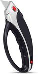Internet's Best Ergonomic Utility Knife with Non Slip Feature - Retractable Razor Knife Set - Box Cutter Locking Razor Knife - Storage Pouch Extra Blade Refills - Easy Change