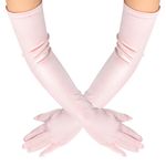 BLMHTWO Long Elbow Satin Gloves for Women Long Opera Satin Gloves Fancy Dress Gloves 1920s Style Prom Gloves for Women for Wedding Evening Graduation Party Opera (52 cm/20.47inch,pink)