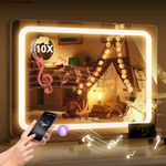 Guanglai Bluetooth Hollywood Vanity Mirror with Lights, LED Makeup Mirror, 3 Light Settings, USB and Type-C Outlet Ports, 80x55cm Wall-Mounted Vanity Mirror for Women