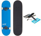 [CCS] Logo Skateboard Complete Blue 8.00" - Maple Wood - Professional Grade - Fully Assembled with Skate Tool and Stickers - Adults, Kids, Teens, Youth - Boys and Girls