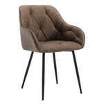 WOLTU Dining Chair Kitchen Chair Upholstered Living Room Chair with Backrest, Armrests, Metal Legs, Ergonomic Chair for Lounge, Office, Dressing Table Chair, Faux Leather, Dark Brown