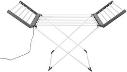 BLACK+DECKER BXAR0001GB Clothes, Electric Laundry Airer, 18 Bars and 2 Heated Wings, 11.5M Space, 10kg Drying Capacity, 74 x 50 x 94cm 63159, Stainless Steel