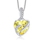 FJ Necklaces for Women 925 Sterling Silver Heart November Birthstone Pendant Necklace Citrine Jewellery Gifts for Women Girls