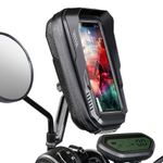 BKNOOU Motorcycle Phone Holder Waterproof Motorcycle Cell Phone Mount 360°Rotation Anti-Shake Upgrade Sun Visor Rain Cover Rearview Mirror Phone Holder Motorbike for Smartphone 4.5" to 6.9"