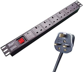 Premium Extension Lead 3M 6 Socket PDU Strong Vertical Rack or Wall Desk Mountable Power Cable UK Plug 13amp 250v Mains Block Black Cable Wire for Home Housework Office by RGB Networks Ltd. (3M 6WAY)