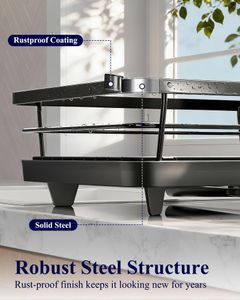 Kitsure Large Dish Drainer Rack – Black, Countertop Drying Organizer
