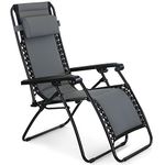 VonHaus Zero Gravity Chair - Textoline Folding Sun Lounger for Garden & Outdoor - Premium Padded & Heavy Duty Foldable Sunlounger w/Headrest & Powder Coated Steel Frame for Patio, Terrace & Decking