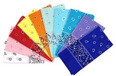 Vamqor 100% Cotton 10 Pack Fine Bandanas(Summer Assorted)