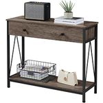 Yaheetech Console Table with Drawer and Storage Shelf, 39.5 inch Sofa Table, Long Narrow Industrial Hallway Table for Living Room, Entryway, Easy Assembly, Taupe Wood