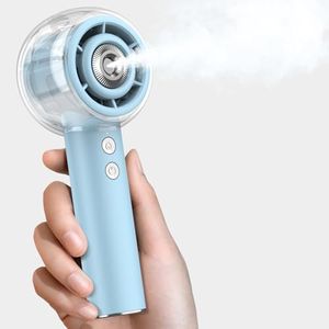 Misting Portable Handheld Fan, Powerful Turbo Motor, 6000mAh Rechargeable Battery, Personal Mini Fans with 4 Strong Wind, Cooling Gadgets for Travel, Camping, Beach, Outdoor, Gifts for Women Men-Blue