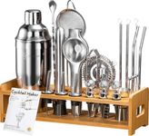 Yelusonw 26-Piece Cocktail Shaker Set - Bartender Kit with Stand, Shakers for Cocktail with All Shakers Bartending Bar Tool for Drink Mixing, Home, Lounge & Party