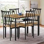 Amyove Dining Room Table Set for 4, 46.8" Kitchen Table and Chairs for 4 with Storage Rack, Rustic Kitchen Table Set Metal and Wood Rectangular Dining Table for Breakfast Nook, Kitchen, Living Room