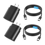 25W 2 Pack Super Fast Charger Type C with 6.6FT Type C to Type C Power Cord for Samsung Galaxy S23/S23+/S22 Ultra/S22+/S22/S21 Ultra/S21+/S21/S20/Note 20/10+/S7/S7+/S8/S8+ (2Pack-6.6FT-25W)