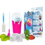 500ml Slush Cups Slushy Maker Cup Slushie Smoothie Machine for Home Kids Portable Milk Drinks and Juices Quick Frozen Smoothies Squeeze Cooling with Brush Straw and Spoon(Rose Red-1PCS)