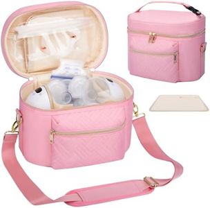 GDNasist Wearable Breast Pump Bag Compatible with Willow/Elvie/Medela/Momcozy, Portable Pumps Carrying Case for Nursing & Working Moms, Pumping Bag with Mat & Shoulder Strap, Pink