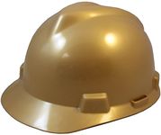 MSA V Cap Style Hard Hats with Lightweight Staz-On Suspension with Tote Bag - Gold