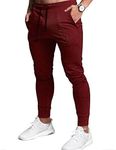 EVERWORTH Men's Joggers Sweatpants Men's Slim Jogger Pants Tapered Gym Running Workout Pant with Deep Pockets, Wine Red, X-Small