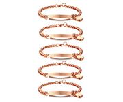 VNOX Personlized Friendship Sister Bracelet Set of 5-Rose Gold Plated Heart Charm BFF Bridesmaid Bracelet, Stainless Steel, NA