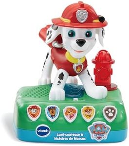 VTech - Pat' Patrouille, Lumi-Conteuse à Histoires de Marcus, Boîte à Histoires Veilleuse, Jouet Interactif et Musical Paw Patrol avec 4 Jeux, Cadeau Enfant de 3 Ans à 7 Ans - Contenu en Français