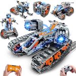 PLAXSOON Technic Building Set with Cool Lights, 5 in 1 APP Remote Control Robot Tank Building Toy, RC Tracked Racer 604 PCS, Building Block Birthday Gift for Kids Boys Girls Ages 6 7 8 9 10 11 12+