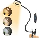 Clip on Light Reading Lights, 48 LED USB Desk Lamp with 3 Color Modes 10 Brightness, Eye Protection Book Clamp Light, 360 ° Flexible Gooseneck Clamp Lamp for Desk Headboard and Video Conference