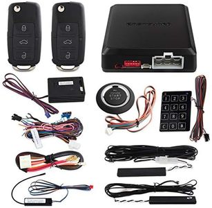 B06XRT91DL EASYGUARD EC002-V-NS PKE car alarm system with remote start starter push start stop button touch password entry uncut HAA key blade FSK technology code rolling