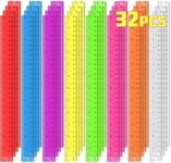 32 Pack Clear Plastic Ruler 12 Inches, Bulk Transparent Assorted Color Ruler with Centimeters and Inches, for Kids Back to School, Classroom, Office, Home Supplies