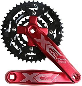 GANOPPER 9 Speed 44T 170mm MTB Mountain Bike Crankset Refit Square Taper Hole Single Speed Crank Set (Red)