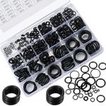 O Ring Assortment Kit, 360 Pcs Rubber Washer Orings, 24 Sizes Pressure Washer O Ring Kit for Faucet, Hose, Automotive, Air Gas Plumbing Sealing Repair O Rings, Black