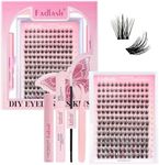 FADLASH Lash Clusters Kit Individual Lash Extensiones Wispy Faux Mink 10-16mm DIY Eyelash Extension Kit Eyelash Clusters Lashes with Bond and Seal and Remover Lash Tweezer for Self Use（AD17-D-10-16)