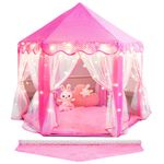 SISTICKER Princess Tent for Girls Kids Play Tent with Star Lights and Mat Toddlers Tent Kids Playhouse Indoor and Outdoor Toys for Girls (Princess Tent with mat)