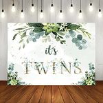 Lofaris It's Twins Baby Shower Photo Backdrop Predictions and Wishes Greenery Gold Photography Background Boys Girls Gender Neutral Baby Shower Party Decorations Babies Celebration Banner 7x5ft