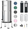 Purewell 8-Stage 0.01μm Ultra-Filtration Water Filter System, 304 Stainless Steel Countertop System with 4 Filters, Metal Water Level Spigot and Stand, Reduce Fluoride and Chlorine, 2.25G, PW-OB-CF